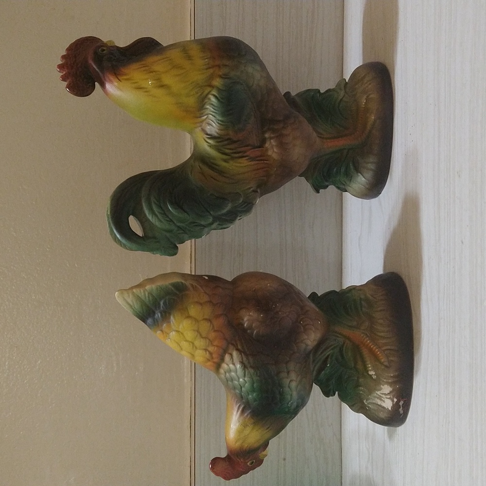 Vintage Pair Of 2 Rossini Japan Roosters - Picture 2 of 8